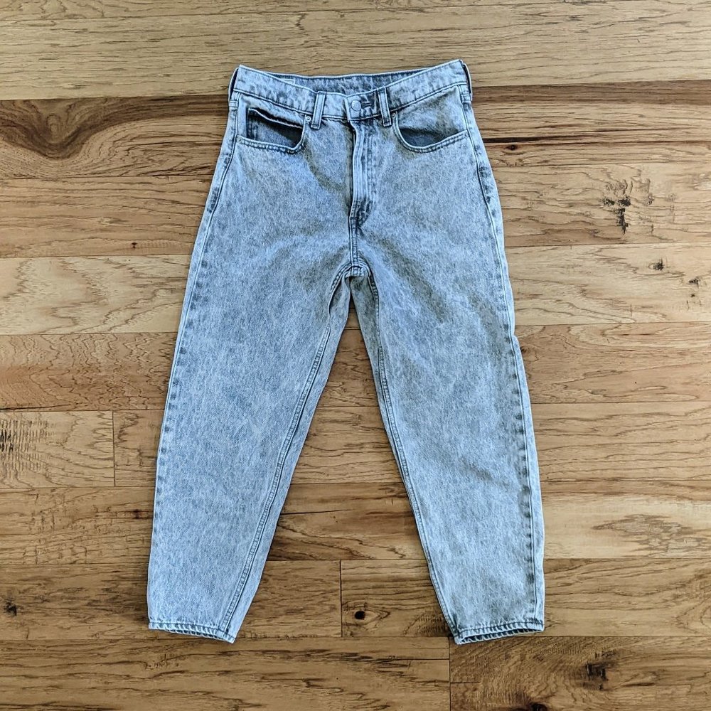 Gap High Rise Acid Wash Barrel Wide Leg Jeans Gray 26 2 100% Cotton